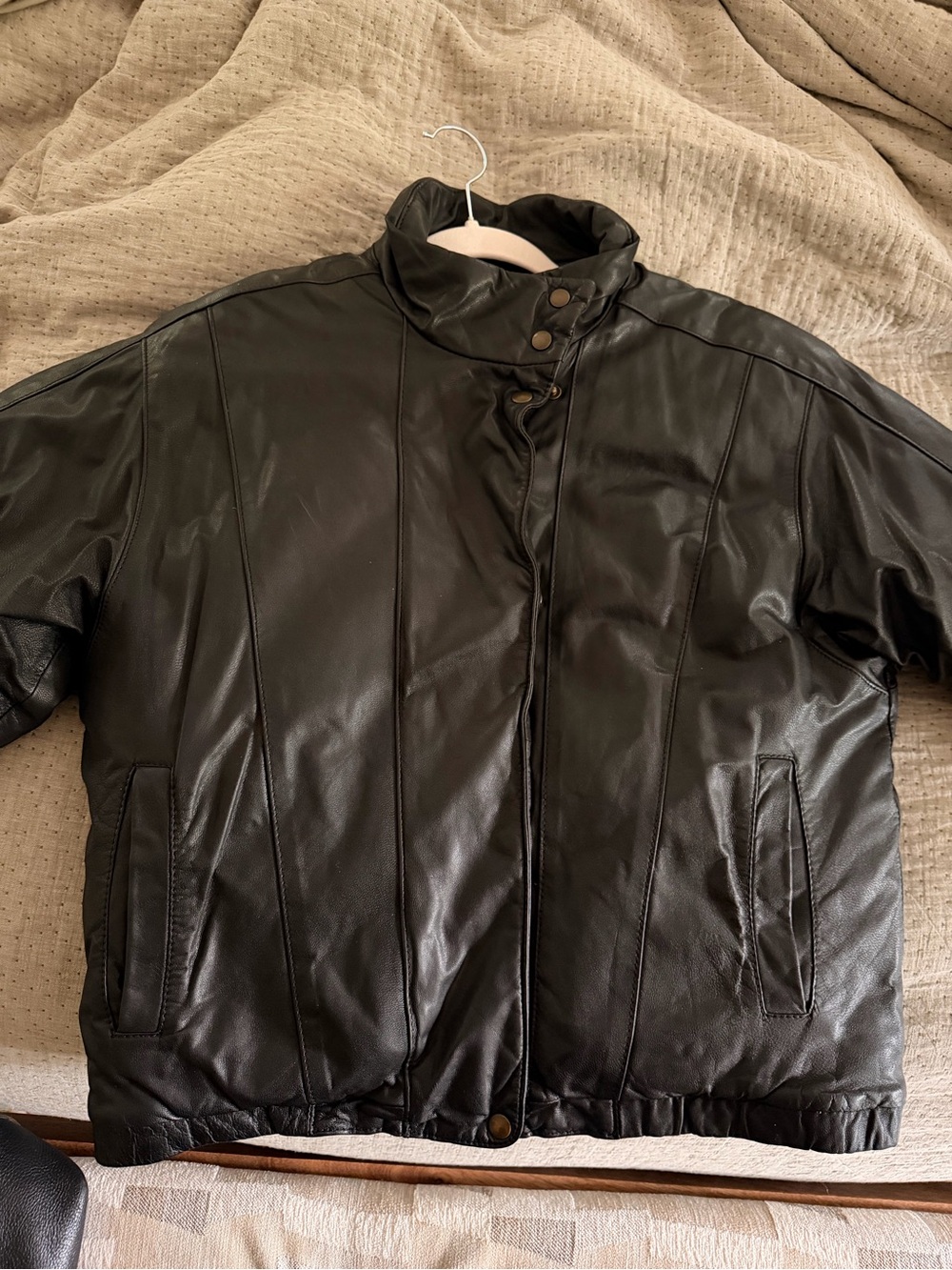 Eddie Bauer Black Quilted-Lined Leather Jacket